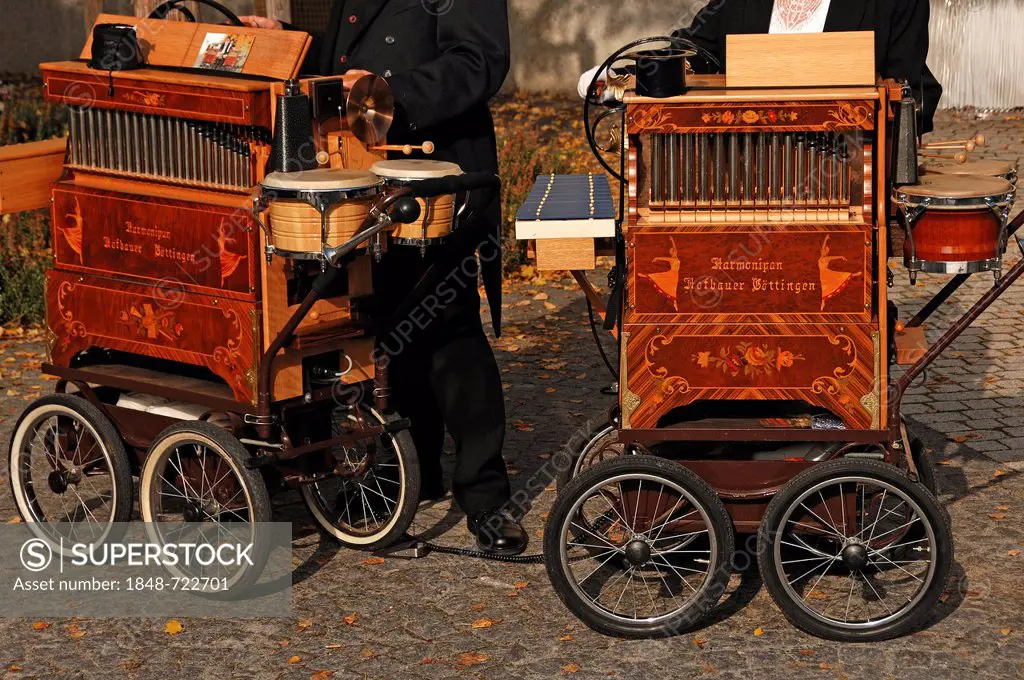 Two Harmonipans, barrel organs, street organs, Lahr, Baden-Wuerttemberg, Germany, Europe