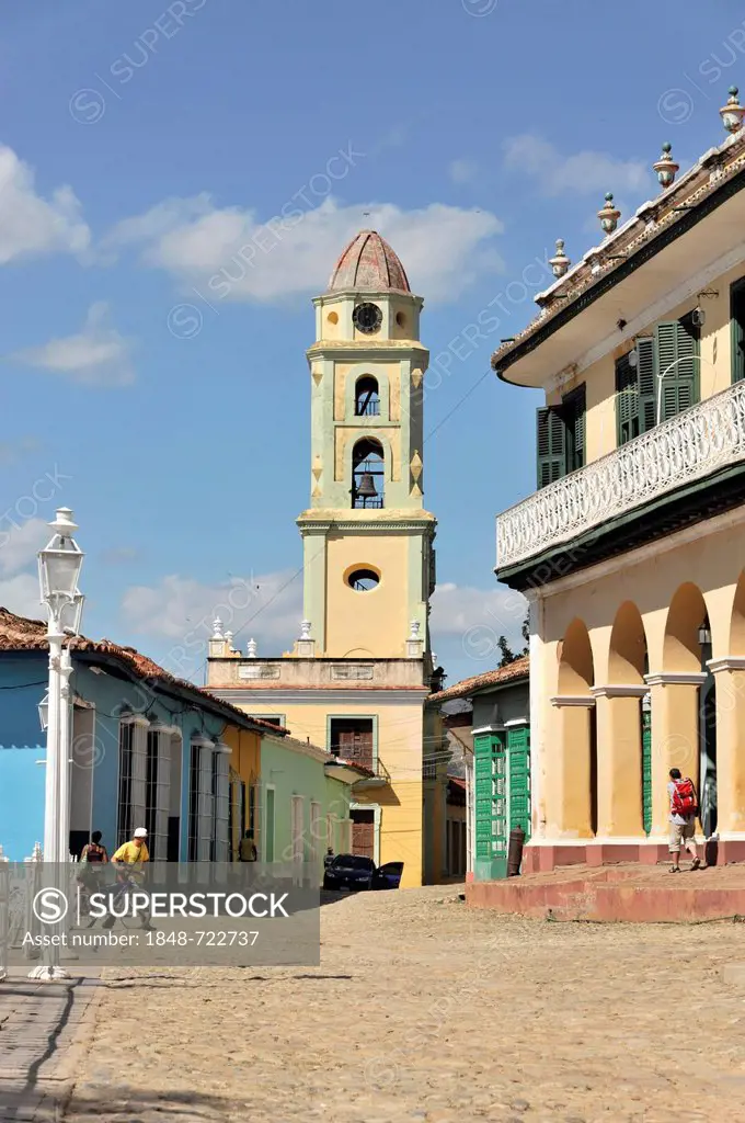Convento de San Francisco de Asis Monastery, Museo Nacional de la Lucha Contra Bandidos, bell tower and typical street, Trinidad, UNESCO World Heritag...