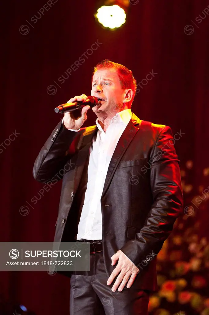 Swiss pop singer Leonard performing live at the Schlager Nacht 2012, pop music event, in Lucerne, Switzerland, Europe