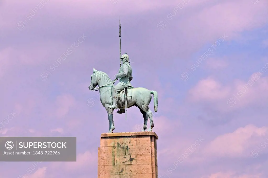 Equestrian statue of the Cuirassiers Count Gessler, Cologne, North Rhine-Westphalia, Germany, Europe, PublicGround