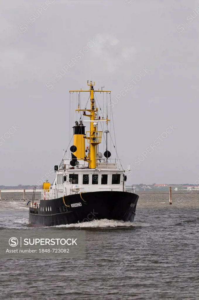 Special survey ship Norderney, for waterway soundings and surveys in the tidal area, North Frisia, Norddeich, Wadden Sea, Lower Saxony, Germany, Europ...