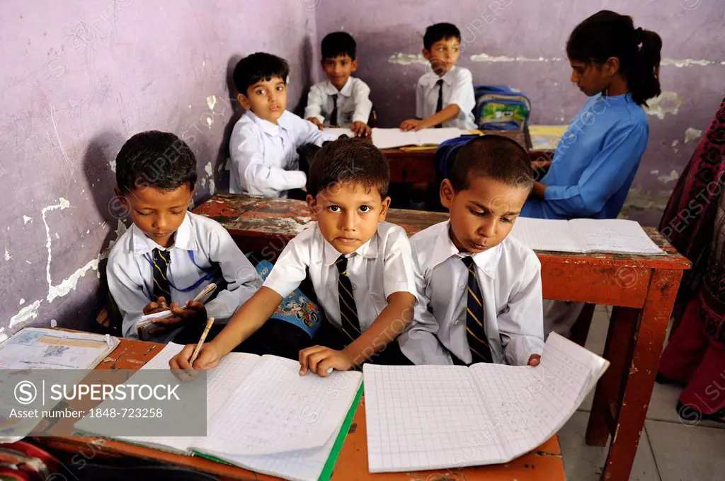 Boys in a school of the Christian community in Lahore, Punjab, Pakistan, Asia