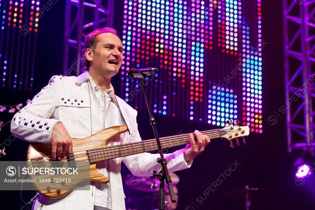 Harry Muster of the Austrian pop band Die Paldauer performing live at the Schlager Nacht 2012, pop music event, in Lucerne, Switzerland, Europe