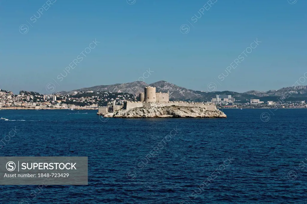 Chteau d'If, prison of the Count of Monte Cristo according to Alexandre Dumas, on the island Ile d'If, bay of Marseilles, France, Europe