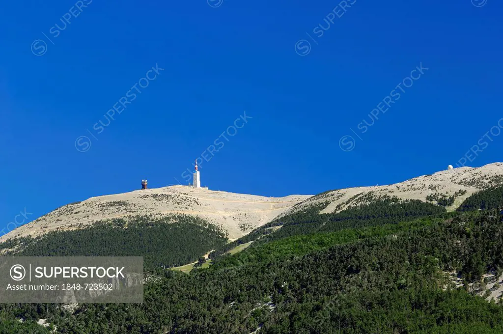 Summit of Mont Ventoux with the tower of the weather station, Vaucluse, Provence-Alpes-Cote d'Azur, Southern France, France, Europe, PublicGround
