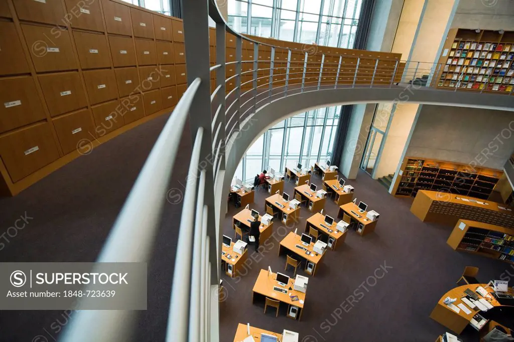Reading Room of the Library of the German Bundestag in the Marie-Elisabeth-Lueders-Building, Berlin, Germany, Europe