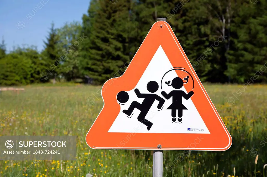 Sign, caution, children at play