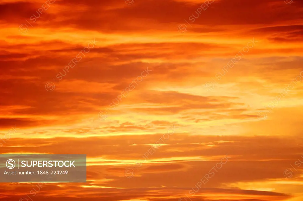 Cloudy sky at dawn, North Rhine-Westphalia, Germany, Europe