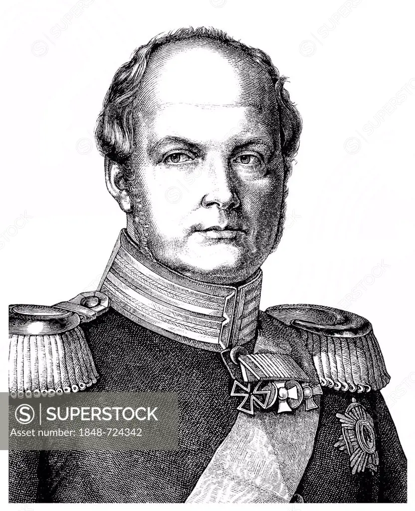 Historical illustration from the 19th century, portrait of Frederick William IV, 1795 - 1861, King of Prussia