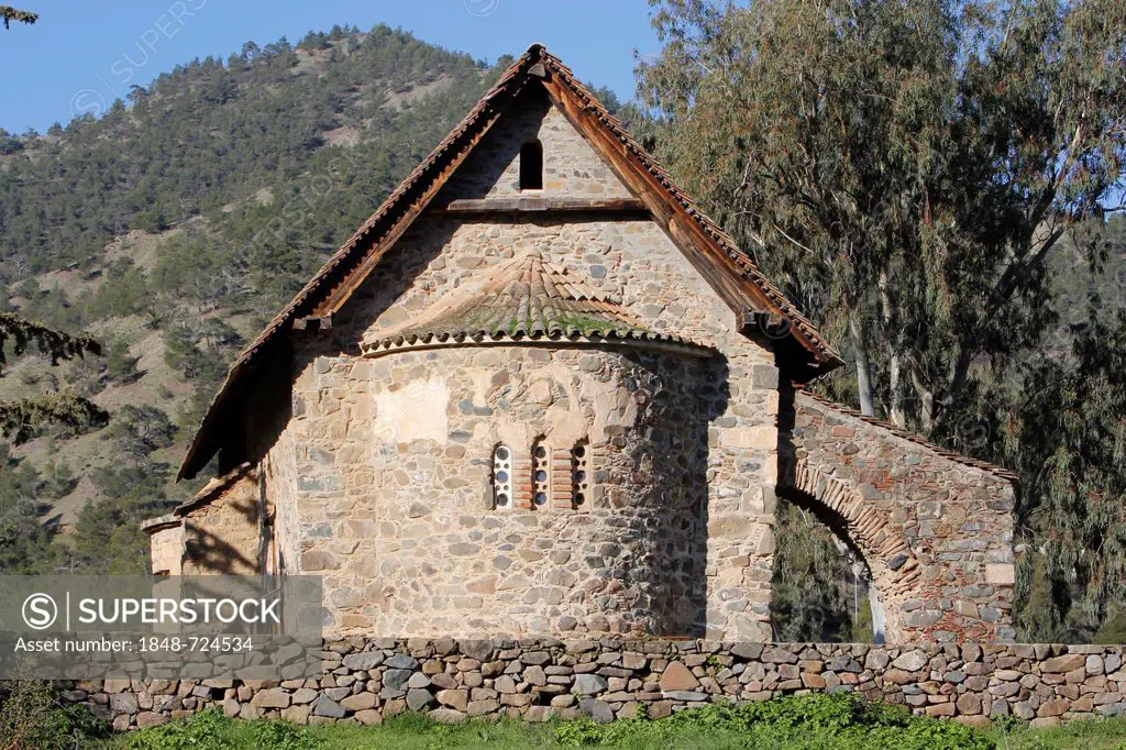 Panagia tis Asinou, barn roof church, UNESCO World Heritage Site, Troodos Mountains, Southern Cyprus, Greece, Europe