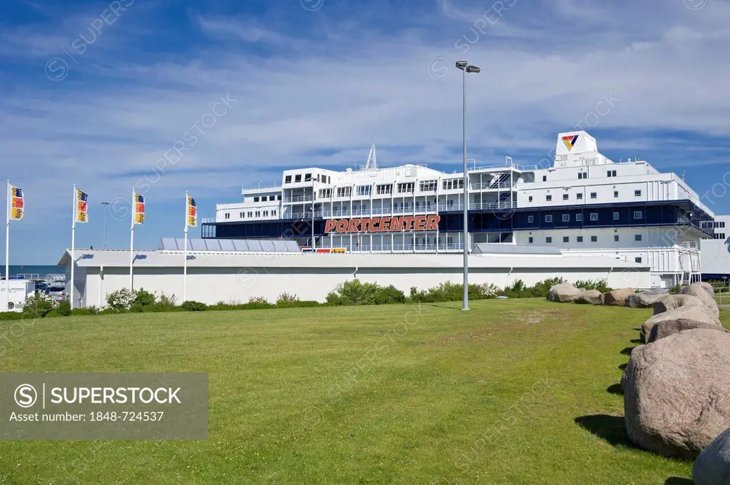 Portcenter, ferry terminal, Puttgarden, Fehmarn Island, Baltic Sea, Schleswig-Holstein, Germany, Europe