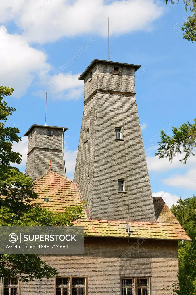 Salt drilling towers, Alte Saline saltworks, Bad Duerrheim, Black Forest, Baden-Wuerttemberg, Germany, Europe