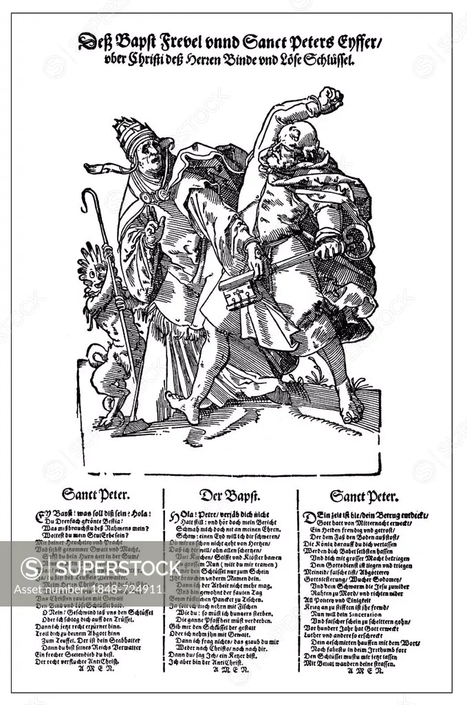 German satirical pamphlet from the 16th Century, caricature of the un-Christian life of the Pope
