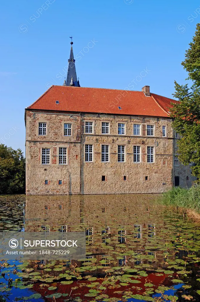 Moated castle of Vischering, Luedinghausen, Muensterland, North Rhine-Westphalia, Germany, Europe