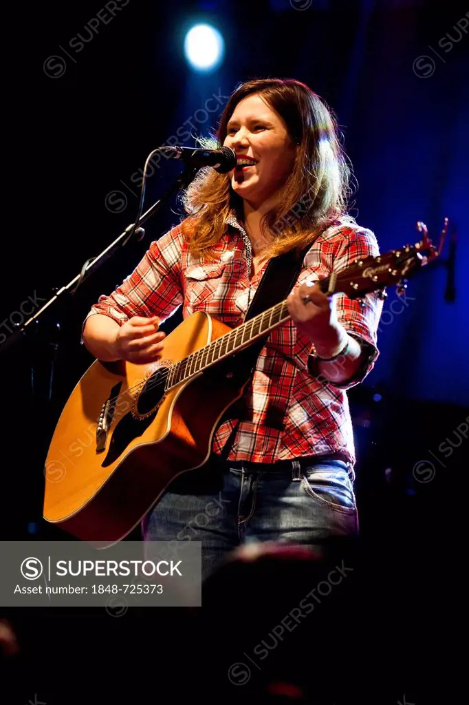 Swiss singer Nadja Limacher, alias Anna Mae, performing live in the Schueuer concert hall, Lucerne, Switzerland, Europe