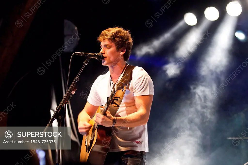 Swiss singer and songwriter Bastian Baker performing live in the Schueuer concert hall, Lucerne, Switzerland, Europe