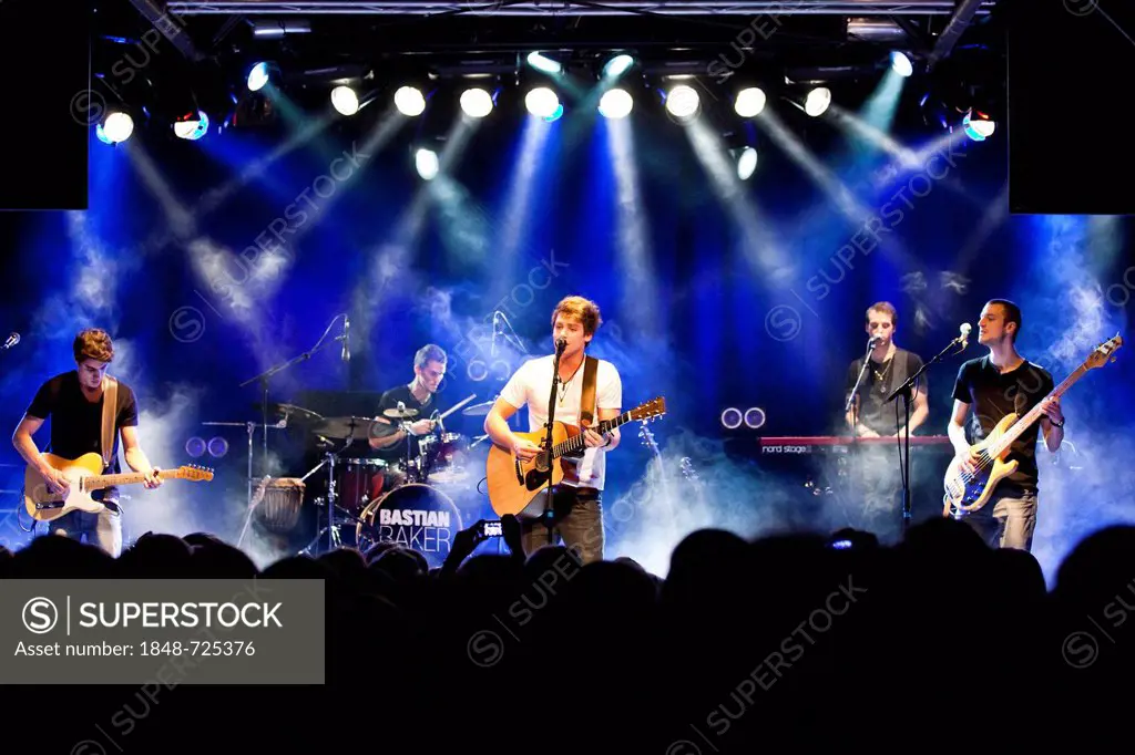 Swiss singer and songwriter Bastian Baker performing live in the Schueuer concert hall, Lucerne, Switzerland, Europe