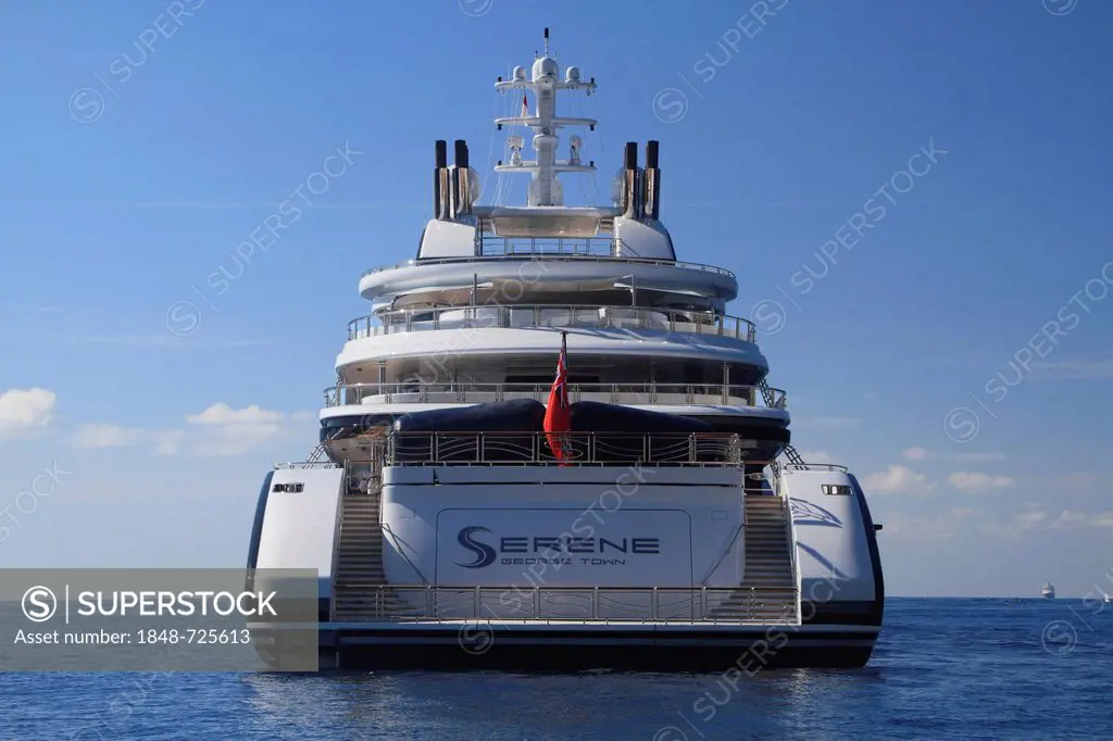 Motoryacht Serene, 133.9m, built in 2011 by yacht builder Fincantieri Yachts and owned by Yuri Scheffler, Côte d'Azur, Monaco, France, Mediterranean, ...