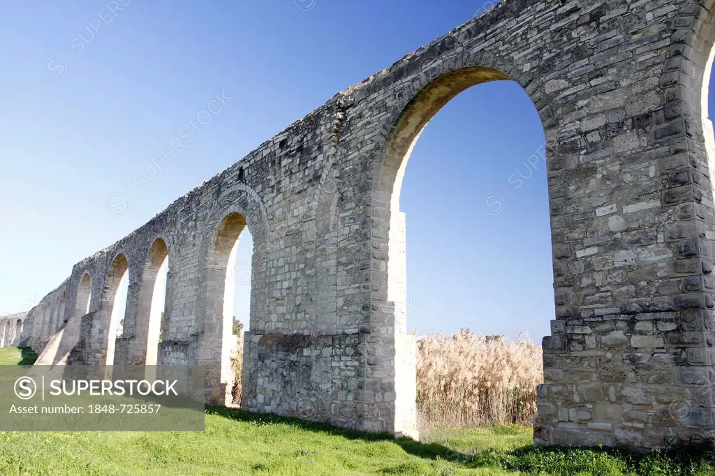 The historic Kamares Aqueduct near Larnaca, Southern Cyprus, Europe