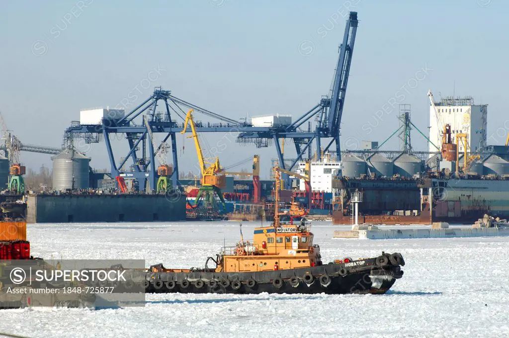 The Odessa seaport is blocked by ice, frozen Black Sea, a rare phenomenon, last time it occured in 1977, Odessa, Ukraine, Eastern Europe