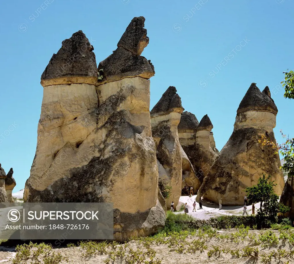 Fairy chimneys in the valley of Zelve, UNESCO World Cultural and Natural Heritage Site, Goereme, Cappadocia, Central Anatolia, Turkey, Asia