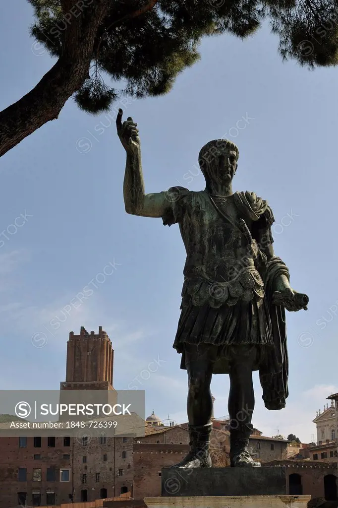 Statue of Trajan, Statua di Traiano, Via dei Fori Imperiali, Rome, Italy, Europe