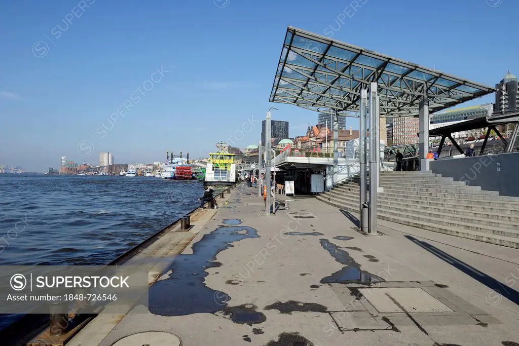 Hamburg's harbor, St. Pauli Landing Stages, Hamburg, Germany, Europe
