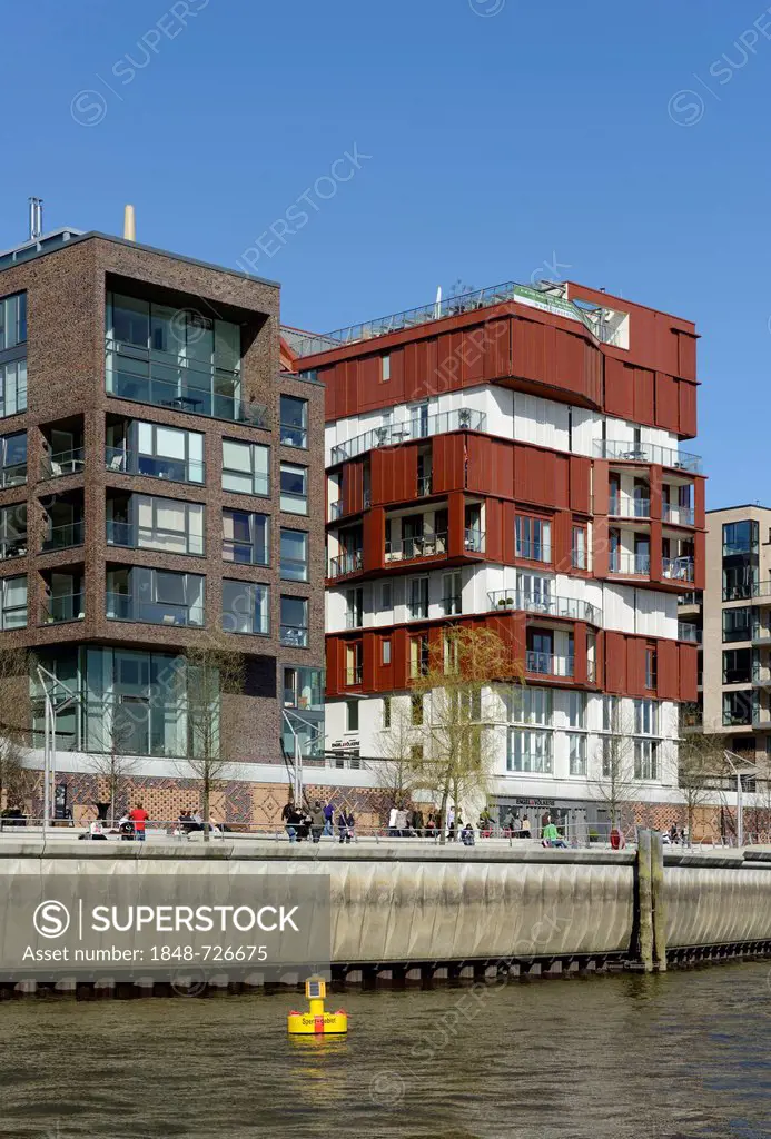 Modern residential and office buildings at Dalmannkai, Grasbrookhafen, HafenCity, Hamburg, Germany, Europe