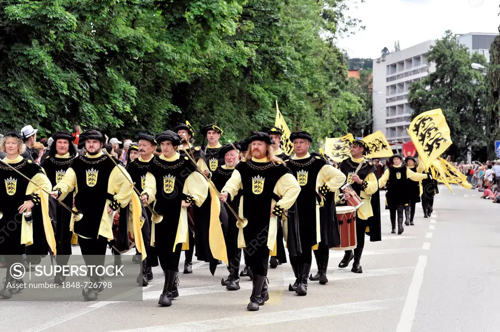 Stauferzug parade, Staufer Saga, 08.07.2012, 850th anniversary of Gmuend, Schwaebisch Gmuend, Baden-Wuerttemberg, Germany, Europe