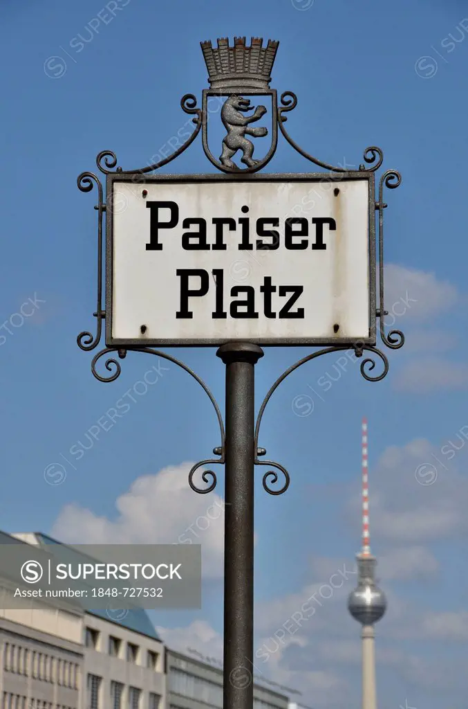 Street sign Pariser Platz, square, Berlin, Germany, Europe