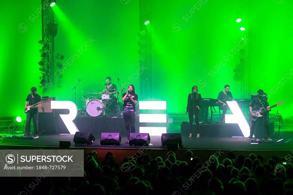 The Irish-German singer Rea Garvey and his band playing live at the concert hall of the Lucerne Culture and Congress Centre, KKL, Blue Balls Festival,...