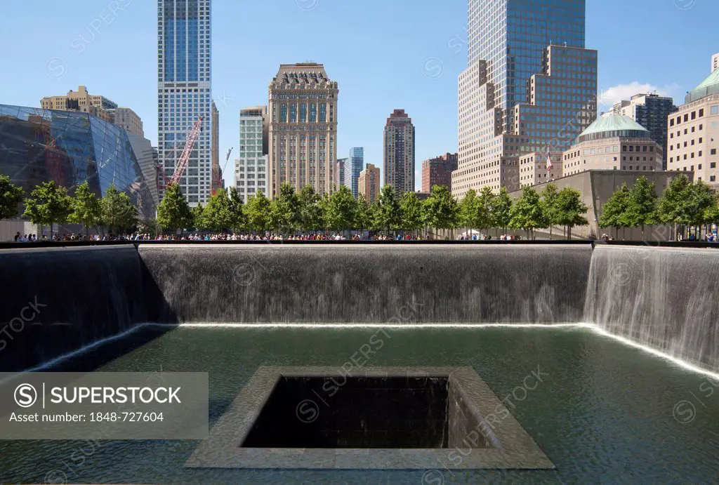 9-11 Memorial, North Pool, World Trade Center Site, Downtown Manhattan, New York City, USA