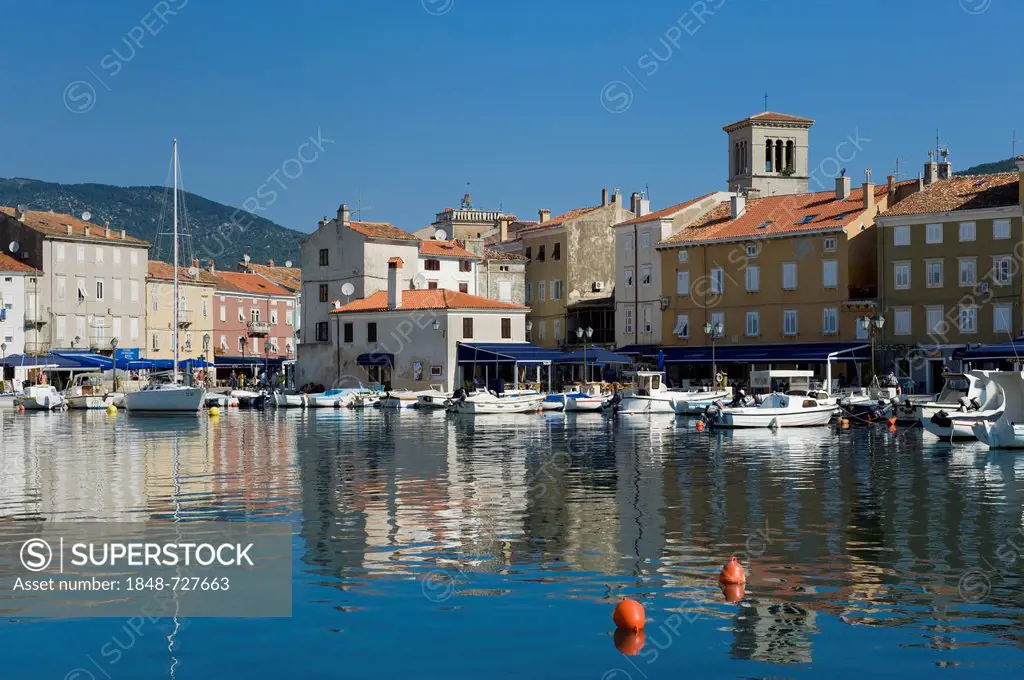 Harbour of the town of Cres, Cres Island, Adriatic Sea, Kvarner Gulf, Croatia, Europe