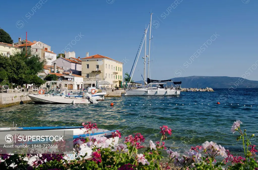 Boats in the fishing village of Valun, Cres Island, Adriatic Sea, Kvarner Gulf, Croatia, Europe