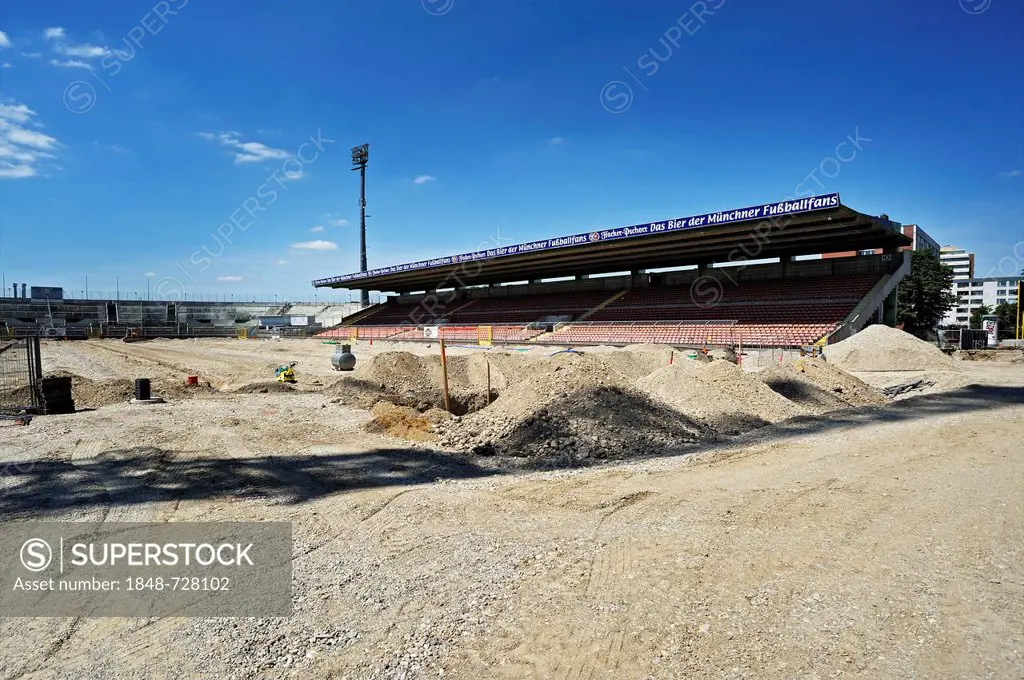 Reconstruction of the Gruenwalder Stadion stadium in Munich, Bavaria, Germany, Europe