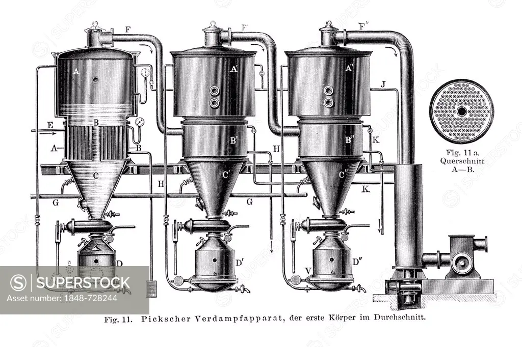 Pick's vaporiser, historic image, Meyers Konversations-Lexikon encyclopedia, 1897