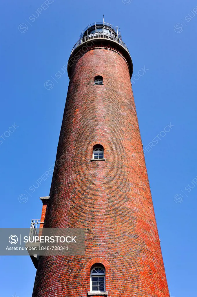 Lighthouse, completed in 1848, against a blue sky, Darsser Ort, Baltic resort of Prerow, Darss, Mecklenburg-Western Pomerania, Germany, Europe