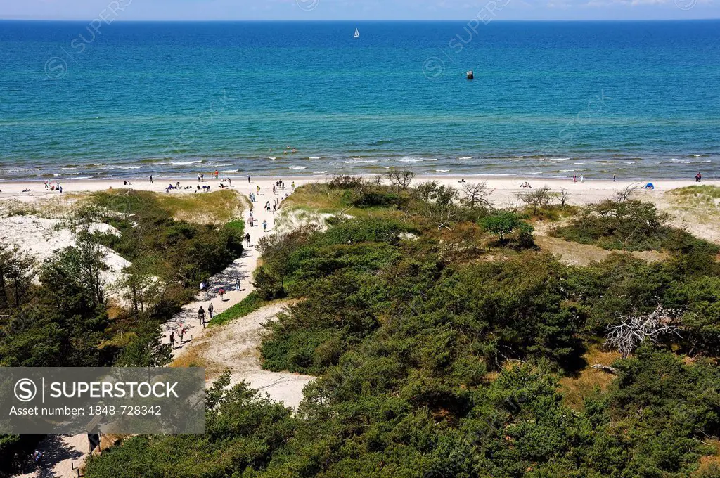View fo the transition of Darsser Ort to the Baltic coast beach, Darsser Ort, Baltic resort of Prerow, Darss, Mecklenburg-Western Pomerania, Germany, ...