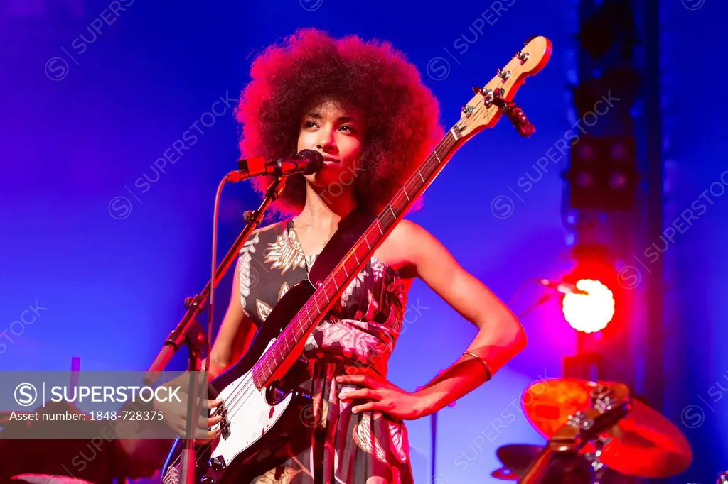 The U.S.-American jazz musician and Grammy Award winner Esperanza Spalding performing live at the Lucerne Hall of the KKL during the Blue Balls Festiv...