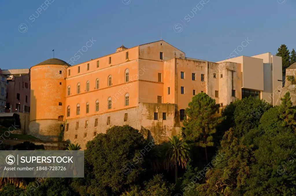 The fortress of Bastia, La Citadelle, illuminated by soft morning light, Saint Joseph, Bastia, Corse, Corsica, France, Europe