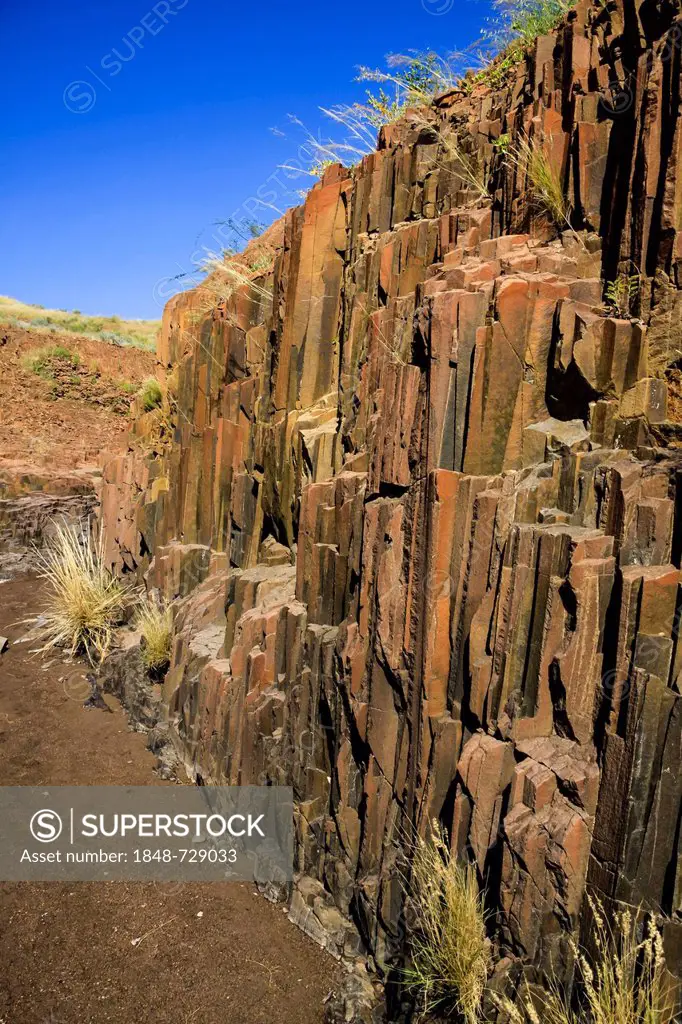 Organ pipes, basalt columns, Twyfelfontain, Damaraland, Namibia, Africa
