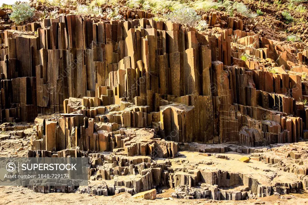 Organ pipes, basalt columns, Twyfelfontain, Damaraland, Namibia, Africa