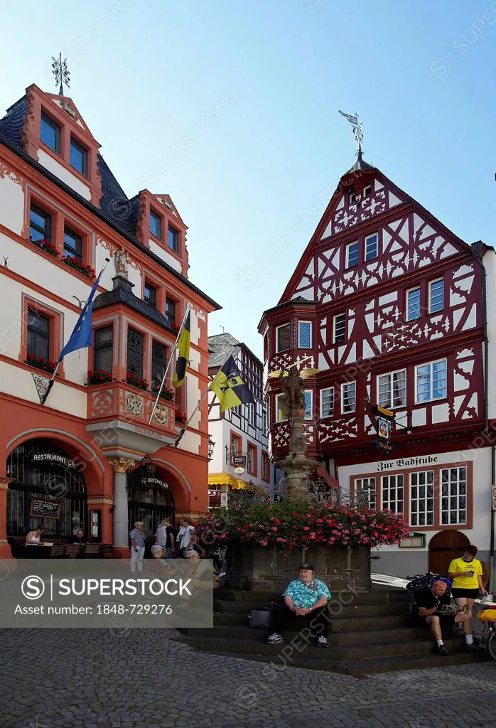 Town hall in the historic centre of Bernkastel-Kues, Rhineland-Palatinate, Germany, Europe