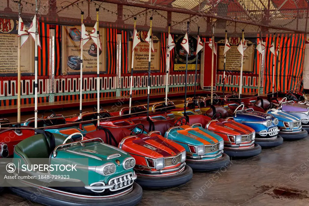 Bumper cars from the 1950's, Rhine fun fair, Duesseldorf, North Rhine-Westphalia, Germany, Europe