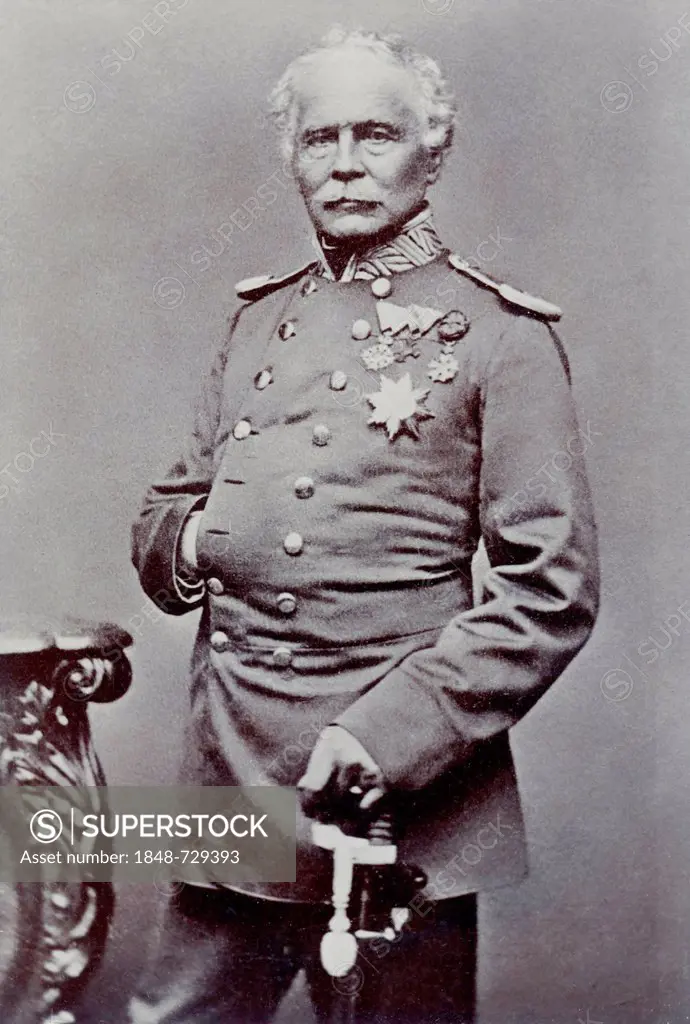 Historical photograph of Jakob Freiherr von Hartmann, 1795-1873, officer, General of Infantry of the Bavarian Army, Franco-Prussian War or Franco-Germ...