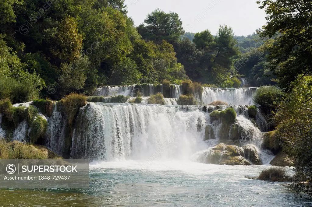 Waterfalls in Krka National Park, Skradin, Sibenik-Knin, Dalmatia, Croatia, Europe