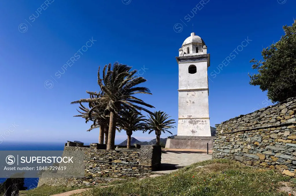 Bell tower in Canari on Cap Corse, Corsica, France, Europe