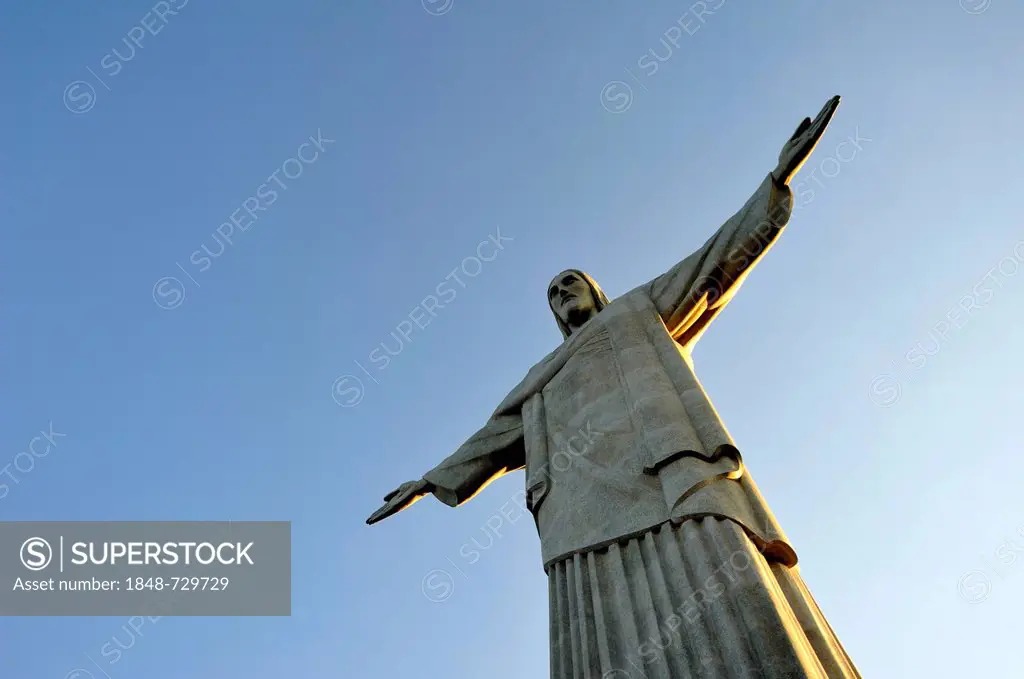 Statue of Christ the Redeemer, Cristo Redentor, on Corcovado Mountain, Rio de Janeiro, Brazil, South America