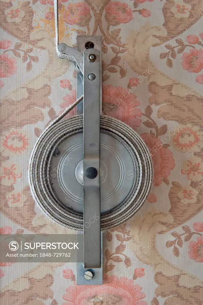 Old reel of a rolling shutter, old wallpaper from the sixties, Stuttgart, Baden-Wuerttemberg, Germany, Europe