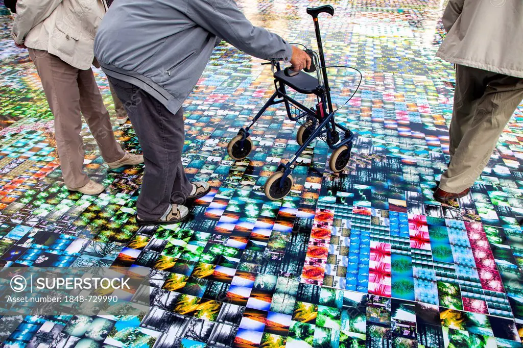 Giant mosaic floor made of lomographic photos in the courtyard of Cologne Central Station, advertising campaign during the Photokina, a trade fair for...